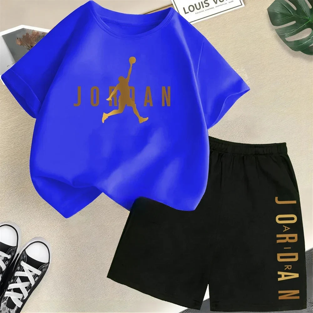 Summer Slam Dunk Master Pattern Printed Children Short Sleeve T-shirt + Shorts 2pcs Set Kids Boy Girl Fashion Clothing Outfits