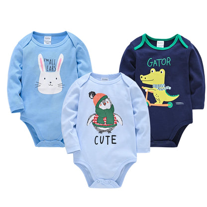 Kavkas Baby Boys Girls Bodysuit 3 PCS Long Sleeve 100% Cotton Baby Clothes 0-12 Months Newborn Body Bebe Jumpsuit Clothing