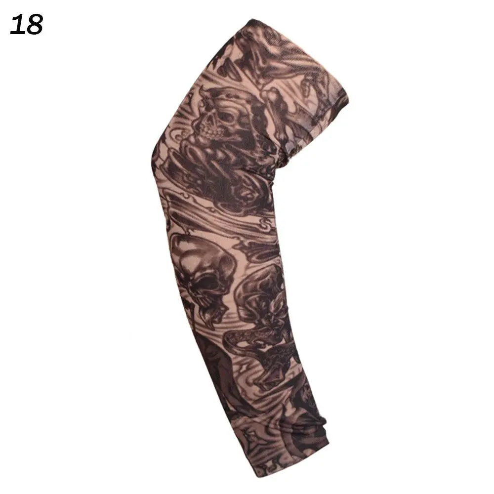 1Pcs New Flower Arm Tattoo Sleeves Seamless Outdoor Riding Sunscreen Arm Sleeves Sun Uv Protection Arm Warmers For Men Women