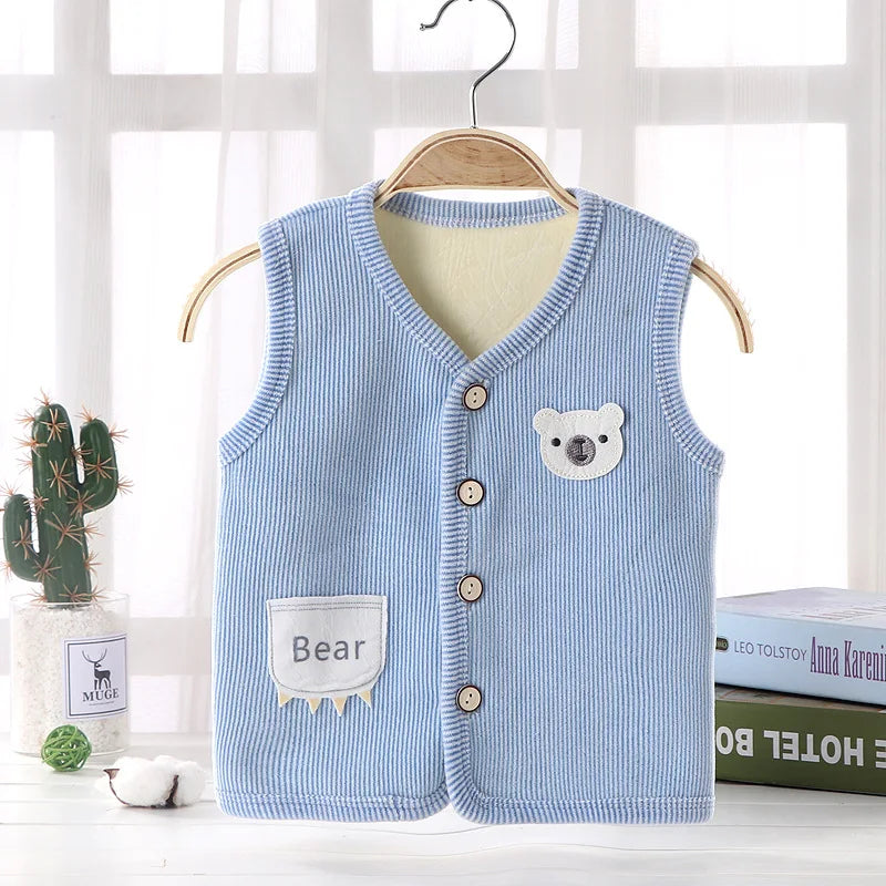 Kids Clothes Waistcoat Children's Vest  Boy Girl Thicken Velvet lining Keep Warm Jackets Vest Children's Clothing  Autumn Winter