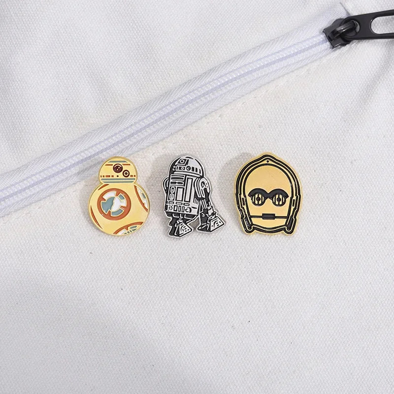 3 Pcs Cartoon Alien Geometric Brooch Creative Launcher Shape Badge Pin Backpack Clothes Decoration