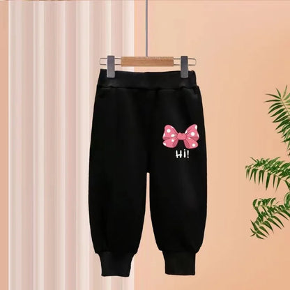 Autumn Baby Girl Clothes Set Children Sports Bow Letter Printing Sweatshirt Top and Pants Buttom Two Piece Suit Cotton Tracksuit