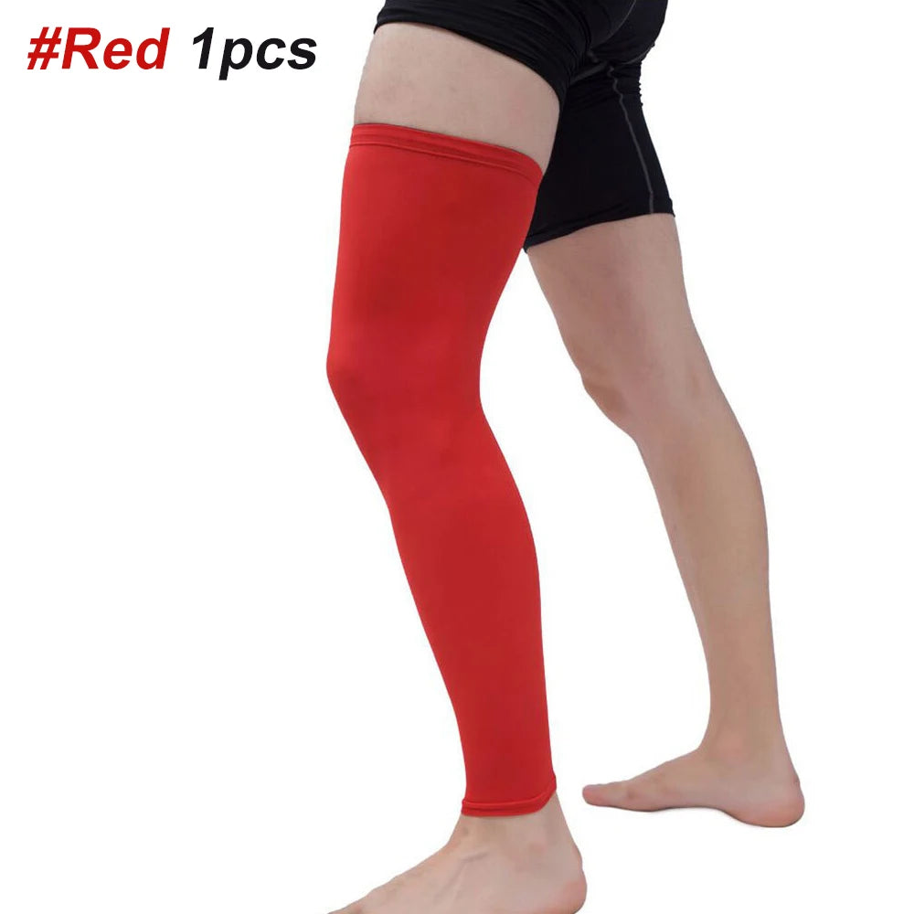 1Pcs Sports Compression Leg Sleeve Breathable Anti-UV Full Length Leg Sleeves for Men Women Football Backetball Cycling Climbing