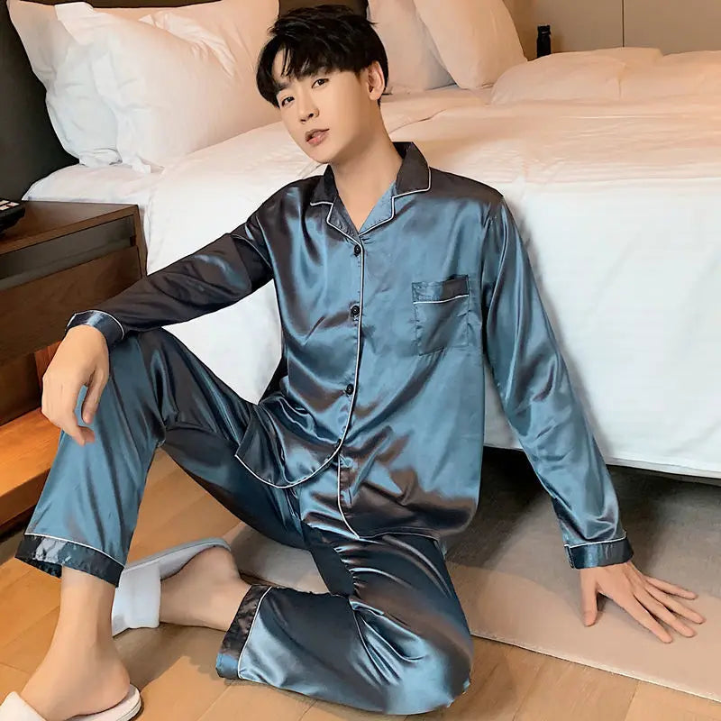 Men's Pajamas Set New in Single-breasted Long Sleeve Big Size Microfiber Pijama Male Home Clothes Winter Sleepwear For Sleeping