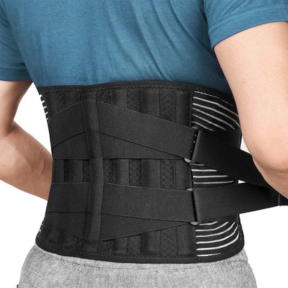 Lower Back Brace with 6 Stays Anti-skid Orthopedic Lumbar Support with Pad Breathable Waist Support Belt for Gym Pain Relief