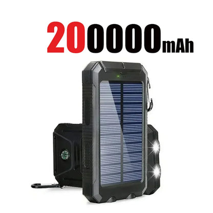 200000mAh Power Bank Fast Charging Outdoor Large Capacity External Battery Solar PowerBank Flashlight For iPhone Huawei Xiaomi