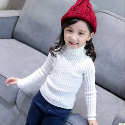 Baby Girls Winter Turtleneck Knitted Sweaters Clothes 2024 Autumn Children Boys Pullover Kids Knitwear