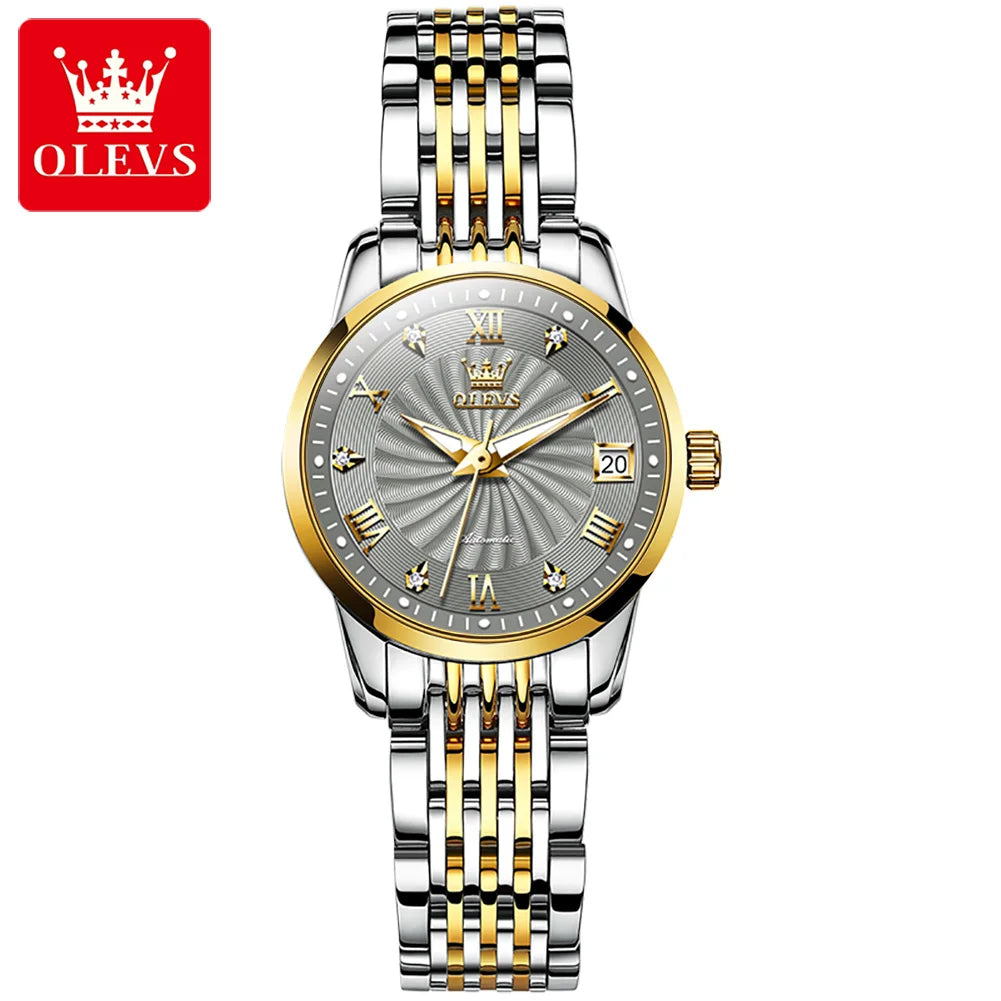 OLEVS Top Brand Luxury Watch for Men Automatic Movement Mechanical Male Wristwatch Waterproof Stainless Steel Men's Watches