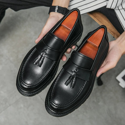 Loafers Men Platform Thick-soled Tassel Formal Business Shoes Slip-on Comfortable Men's Leather Shoes Casual Shoes Oxford Shoes