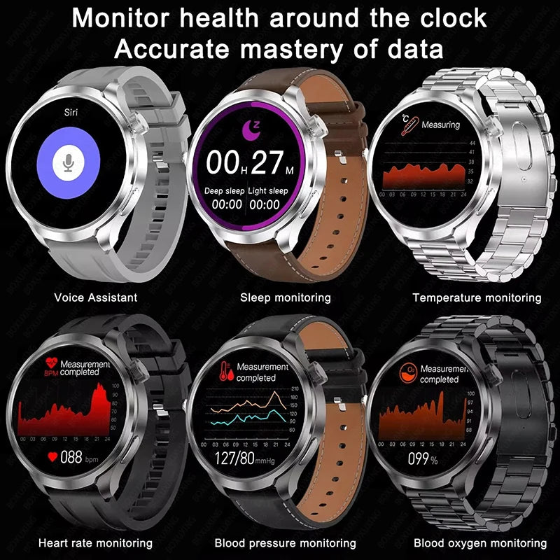 2025 New 1.85" AMOLED Screen GPS Sports Smart Watch Men NFC Compass Heart Rate Waterproof Bluetooth Call Smartwatch For HUAWEI