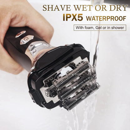 Kemei 5-Blade System Electric Shaver For Men Face Beard Wet Dry Electric Razor Rechargeable Bald Head Shaving Machine