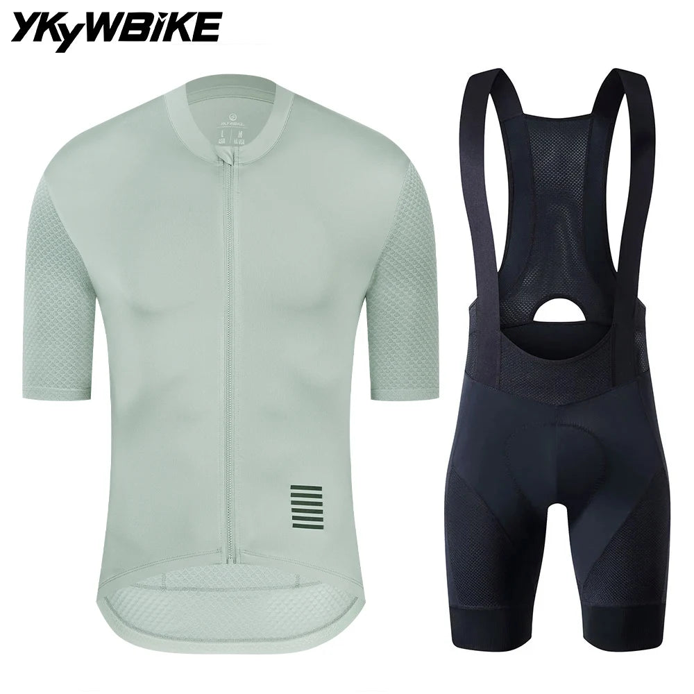 YKYWBIKE Men's Cycling Jersey Set classic MTB Cycling Bib Shorts Kit Reflective Bike Clothes Bicycle Maillot Cycling Clothing