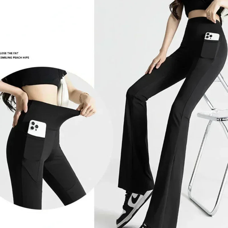 Flare Leggings High Waist Wide Leg Pants Women Gym Sports Yoga Pants Dance Trousers Retro All-match Streetwear Push Up Clothing