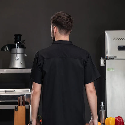 Unisex Chef Jacket Summer Kitchen Shirts Hotel Restaurant Waiter Uniforms Bakery Catering Work Clothes Hotel Cooking Clothes