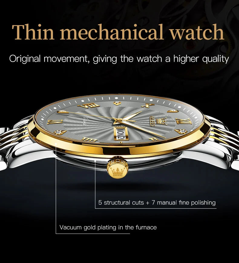 OLEVS Top Brand Luxury Watch for Men Automatic Movement Mechanical Male Wristwatch Waterproof Stainless Steel Men's Watches