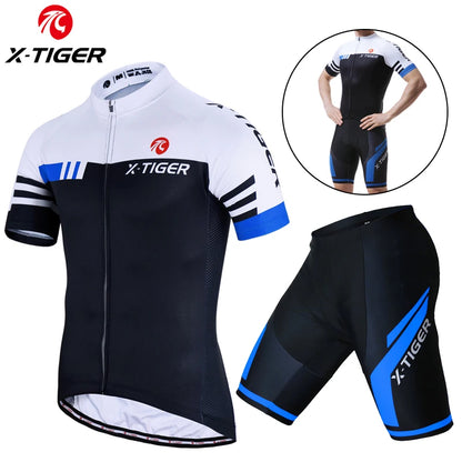 X-TIGER Cycling Jersey Set Men's Cycling Set Summer Outdoor Sport Bicycle Wear Clothing Breathable Bike Clothes MTB Cycling Suit