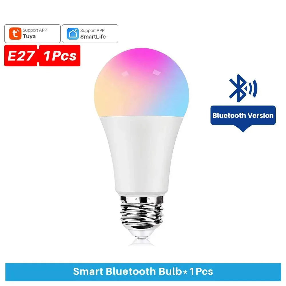 E27 LED Smart Bulb RGB Tuya Lamp Bluetooth APP Control Dimmable Ampoule LED Light Bulb 9W 220V Home Christmas Party Decor