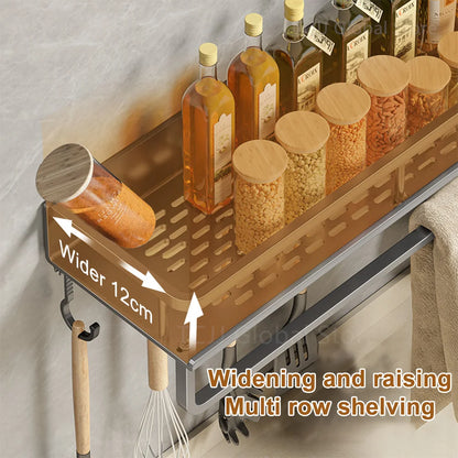 1/2PCS Wall Mounted Spice Rack No Drilling Kitchen Spice Organizer with Hook Spice Storage Rack Bathroom Kitchen Storage Shelf