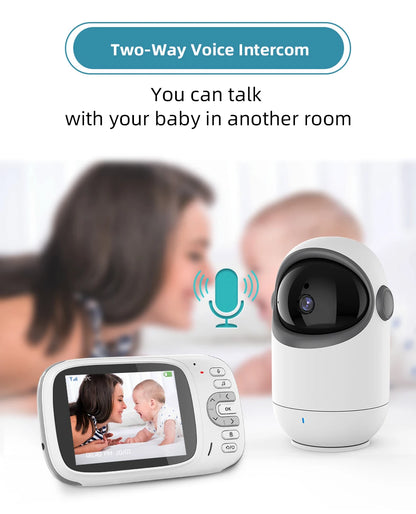 3.2 Inch Wireless Video Baby Monitor with Remote Pan Tilt Camera Two Way Intercom Auto Night Vision Kids Security Surveillance