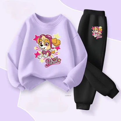 PAW Patrol Spring Autumn Baby Girls Hoodies Sets Children's Bbreathable Sport Pullover and Pant Two Piece Suit Kids Sweatsuit