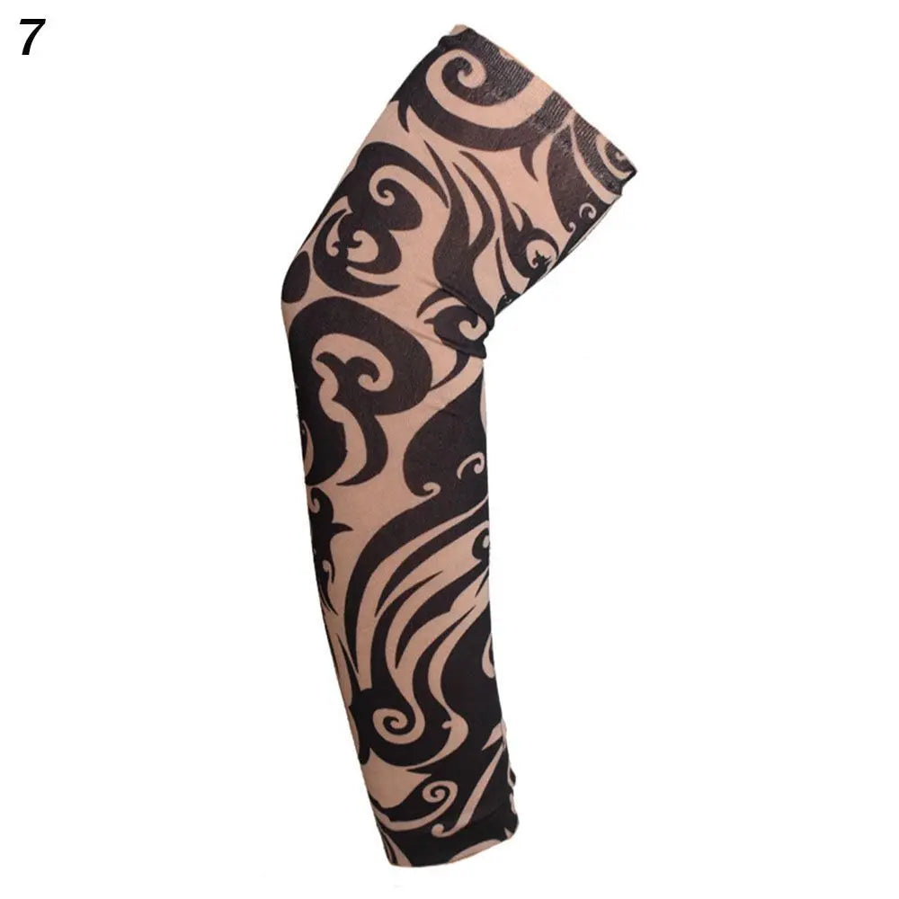 1Pcs New Flower Arm Tattoo Sleeves Seamless Outdoor Riding Sunscreen Arm Sleeves Sun Uv Protection Arm Warmers For Men Women