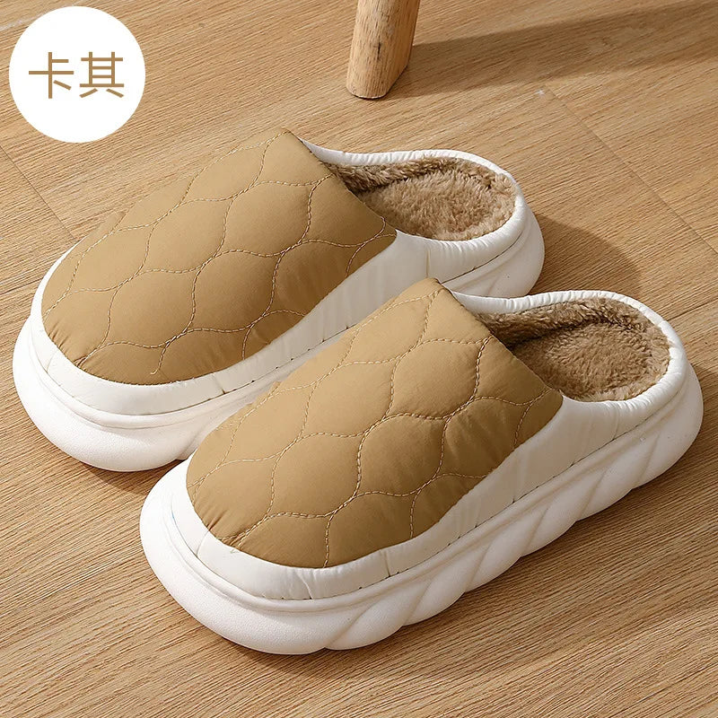 Shevalues Fashion Fur Women Slippers New Winter Fluffy Warm Waterproof House Slippers Female Outdoor Soft Sole Furry Slippers