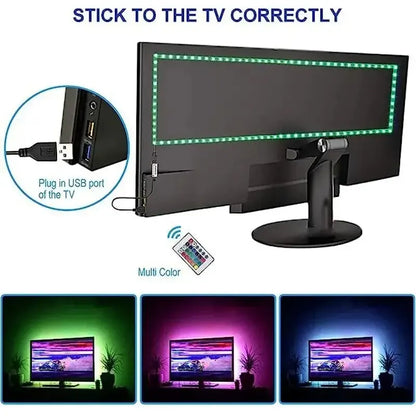 LED USB RGB Strip Light With 24keys Remote Control 5M 5050 Flexible Lights Strip for Room Living Room Party TV Backlight