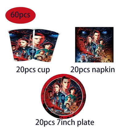 Stranger Things 4 Birthday Party Decorations Disposable Tableware Plate Cup Napkins Stranger Things Party Supplies for Boys Kids