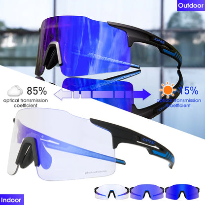 Photochromic Cycling Sunglasses  UV400 Cycling Glasses Outdoor Bike Eyewear MTB Hiking Sports Riding Glasses Bicycle Goggles