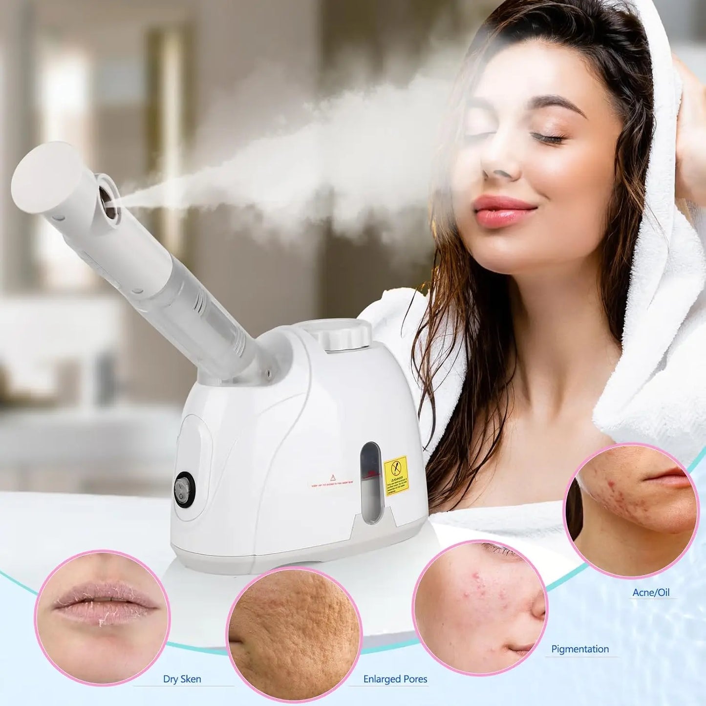 Facial Steamer Hydrating and Moisturizing Adjustable Nozzle for Unclogs Pores Deep Hydration & Cleansing Face Skin Care at Home