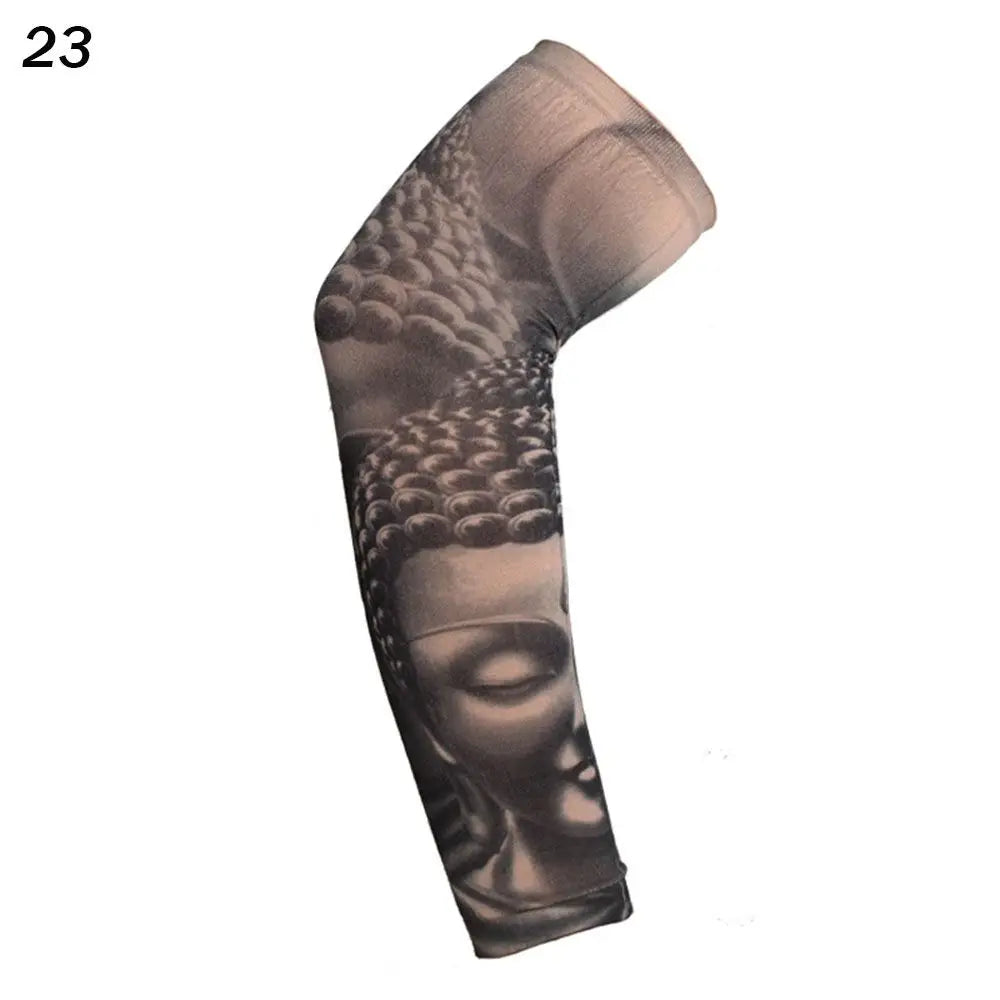 1Pcs New Flower Arm Tattoo Sleeves Seamless Outdoor Riding Sunscreen Arm Sleeves Sun Uv Protection Arm Warmers For Men Women