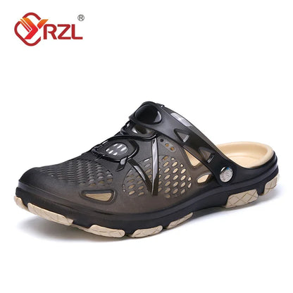 YRZL Mens Slippers Outdoor Hollow Out Casual Beach Sandals Comfortable Clogs Shoes Non-slide Male Water Shoes Mens Slippers