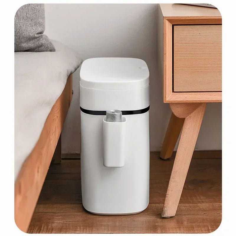 14L Push-type Trash Can Bathroom Trash Can Household Waterproof Narrow Gap Cleaning Storage Box Kitchen Trash Can Paper Basket