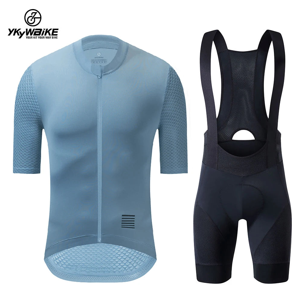 YKYWBIKE Men's Cycling Jersey Set classic MTB Cycling Bib Shorts Kit Reflective Bike Clothes Bicycle Maillot Cycling Clothing