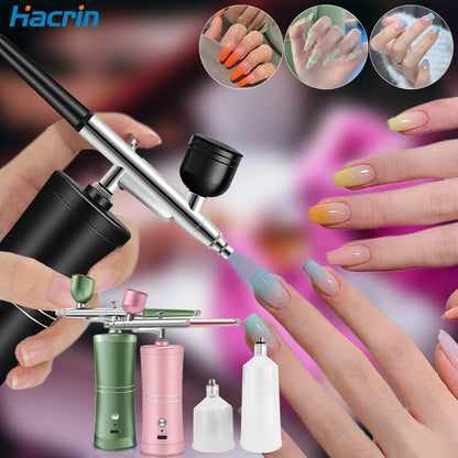 Airbrush Nail Portable Mini Air Brush With Compressor Kit for Nails Art Manicure Craft Pastry Cake Paint Nano Sprayer Gun 350Kpa