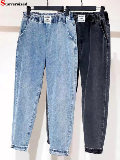 Big Size 5xl High Waist Harem Jeans  Ankle Length Vintage Straight Denim Pants Baggy Vaqueros  New Trousers Woman Casual Spodnie