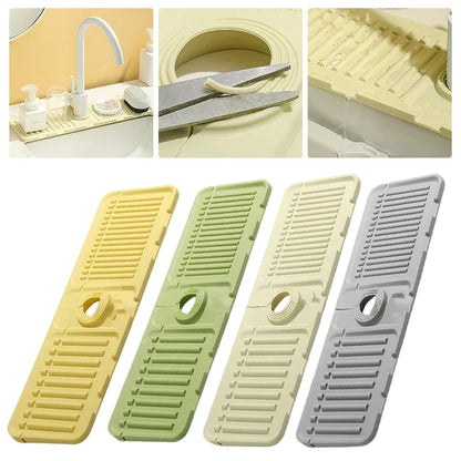 Faucet Splash Silicone Pad Multipurpose Toilet Soap Storage Slope Design Rapid Drainage Kitchen Foldable Drainage Antislip Mat