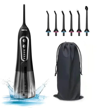 Oral Irrigator With Travel Bag Portable Water Flosser USB Rechargeable 6 Nozzles 300ml Water Tank Waterproof  Dental Water Jet