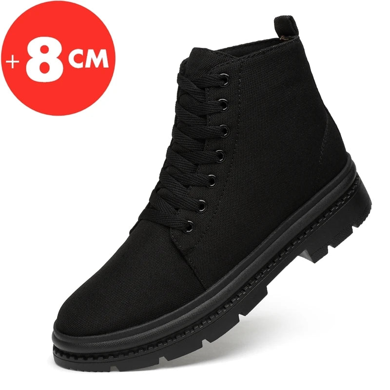 Winter Men Boots Elevator Shoes Hidden Heels Warm Canvas Heightening Shoes For Man Increase Insole 8CM 6CM Casual Lift Sports