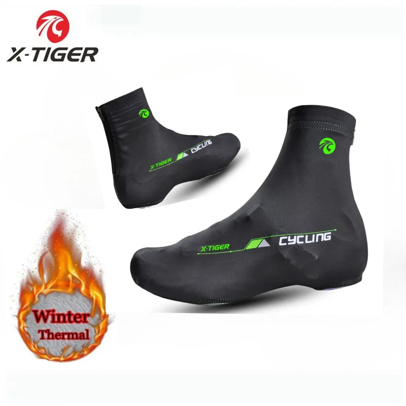 X-TIGER Winter Cycling Shoe Cover Warm Fleece MTB Road Bicycle Shoes Cover Breathable Windproof Warm Bike Protector Shoes Cover