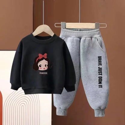 Autumn Baby Girl Boy Clothes Set Children Disney Snow White Printing Sweatshirt Top and Pants Bottom Suit Long Sleeve Tracksuit