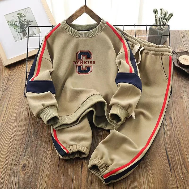 2024 New Spring Autumn Tracksuit Suit Child Baby Boy Korean Clothing Set Letter Coats + Pants 2Pcs For Kids Children Sets 4-14T