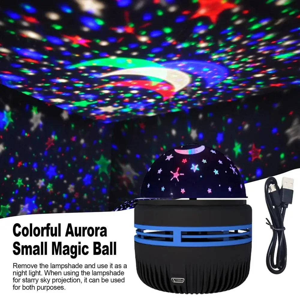 LED Starry Galaxy Projector Light RGB Smart Remote Control Star Aurora Lamp KTV USB Powered Auto Rotating for Home Bedroom Decor