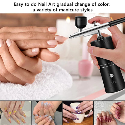 Airbrush Nail Portable Mini Air Brush With Compressor Kit for Nails Art Manicure Craft Pastry Cake Paint Nano Sprayer Gun 350Kpa