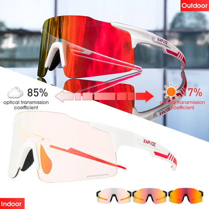 Photochromic Cycling Sunglasses  UV400 Cycling Glasses Outdoor Bike Eyewear MTB Hiking Sports Riding Glasses Bicycle Goggles