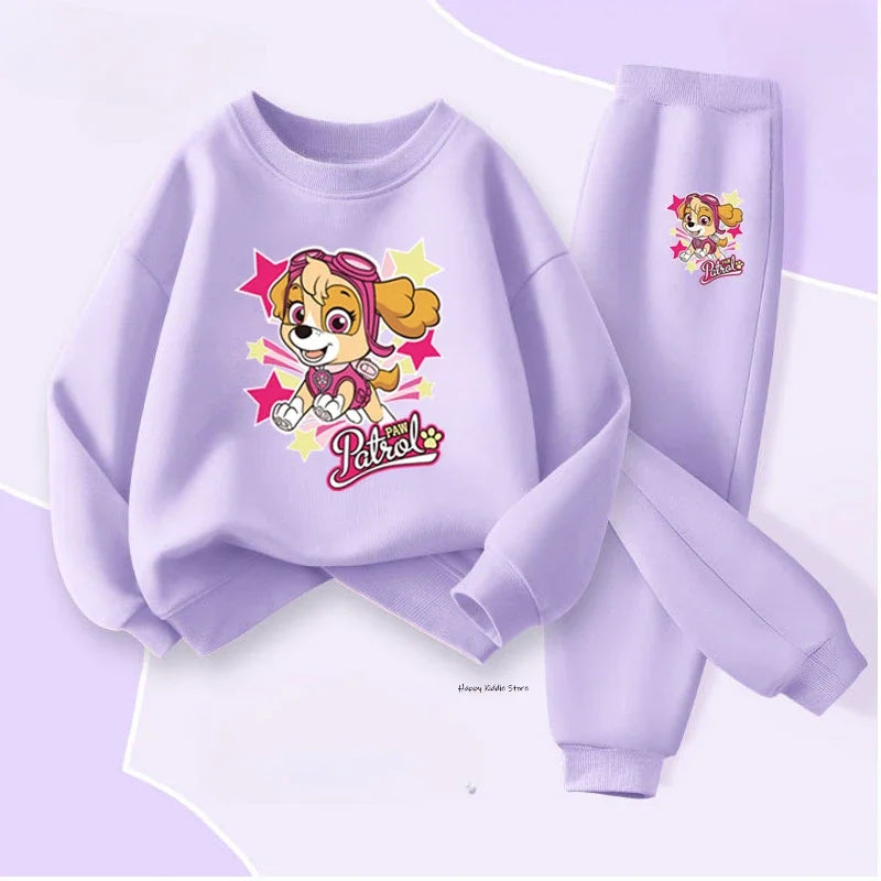 PAW Patrol Spring Autumn Baby Girls Hoodies Sets Children's Bbreathable Sport Pullover and Pant Two Piece Suit Kids Sweatsuit