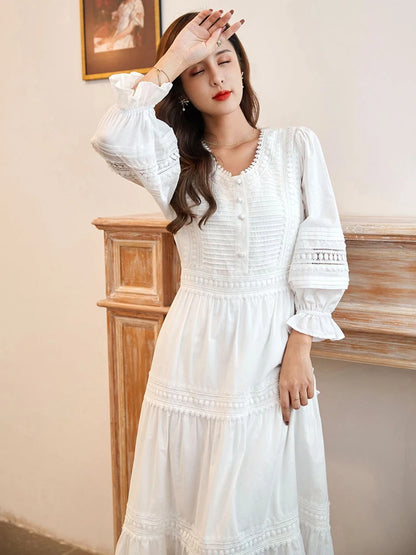 GypsyLady White Elegant Chic Maxi Dresse Tiered Lace Summer Women Dress Hollow Out Holiday Sexy Casual Ladies Dress Vestido