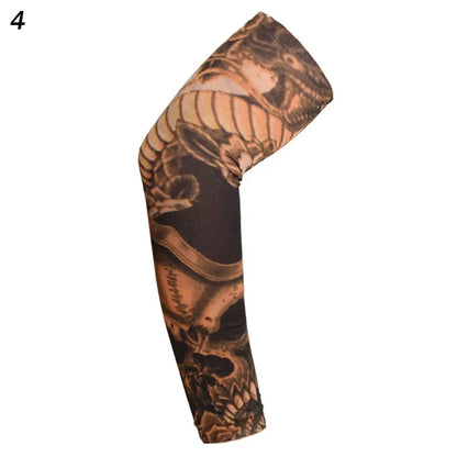 1Pcs New Flower Arm Tattoo Sleeves Seamless Outdoor Riding Sunscreen Arm Sleeves Sun Uv Protection Arm Warmers For Men Women