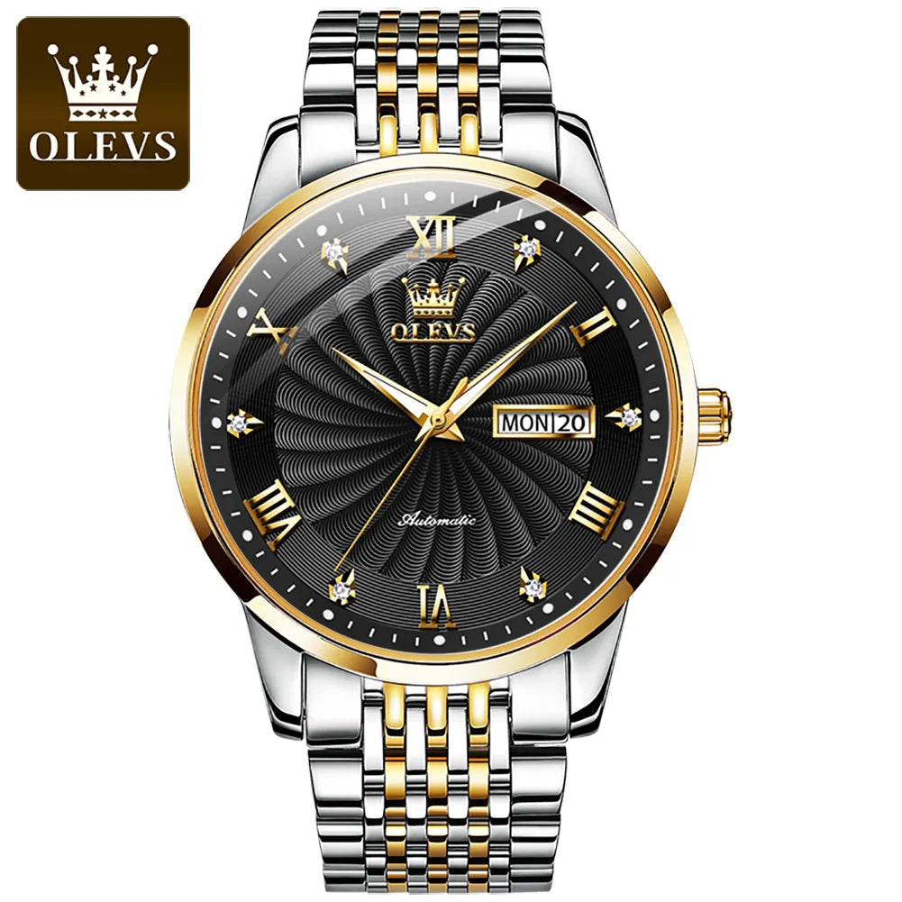 OLEVS Top Brand Luxury Watch for Men Automatic Movement Mechanical Male Wristwatch Waterproof Stainless Steel Men's Watches