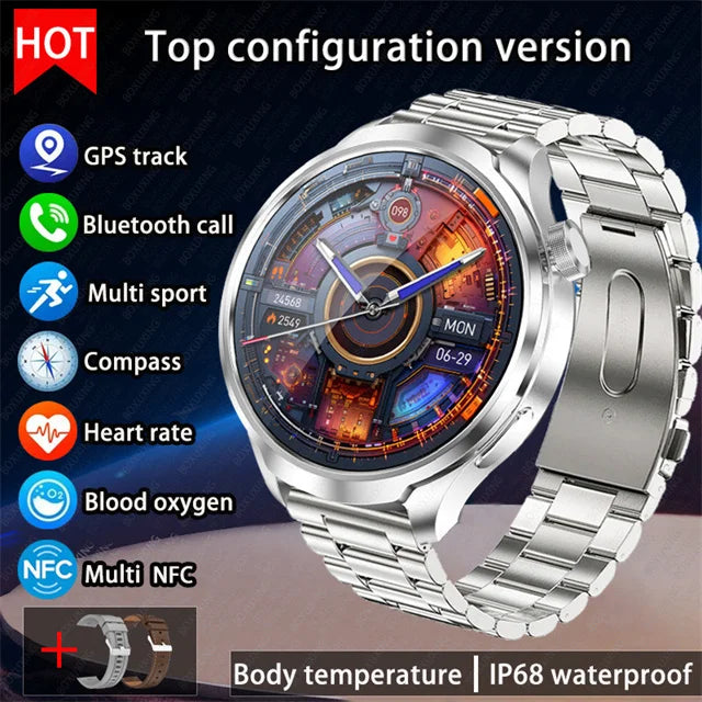 2025 New 1.85" AMOLED Screen GPS Sports Smart Watch Men NFC Compass Heart Rate Waterproof Bluetooth Call Smartwatch For HUAWEI